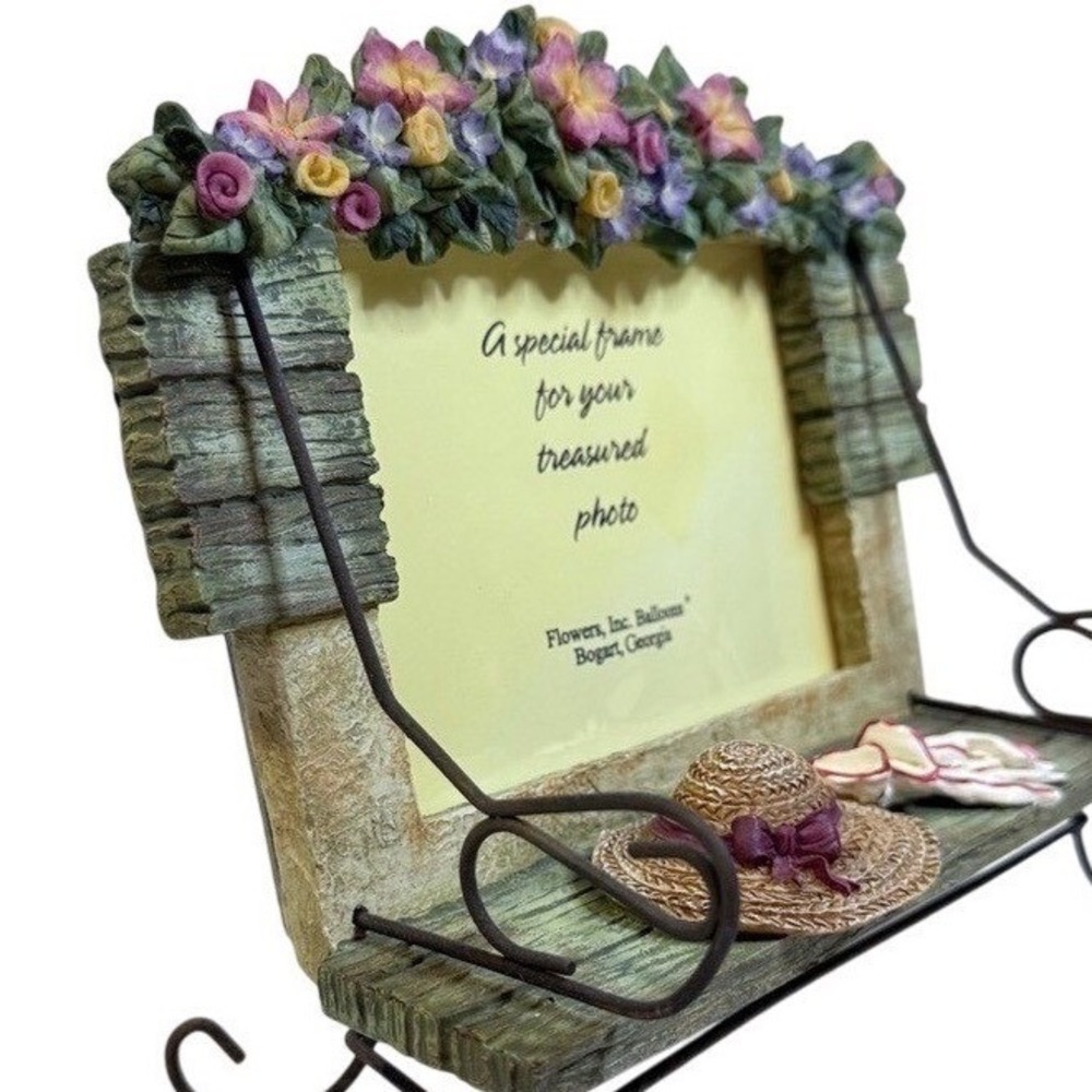 Burton & Burton Picture Frame Garden Bench Floral Home Decor Multicolor 4x6 Gift